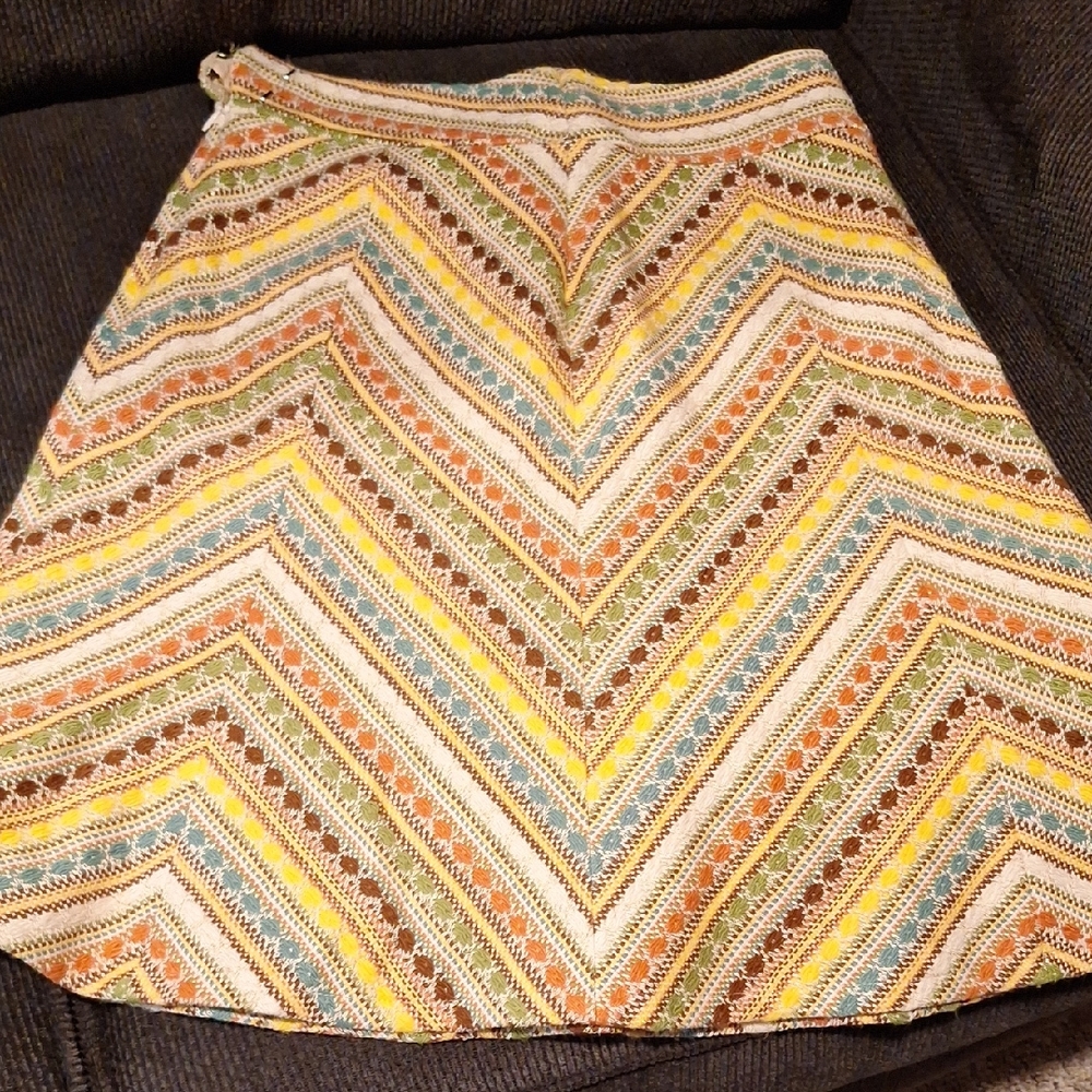 Nanette Lepore Multicolor Chevron Tweed A-Line Skirt